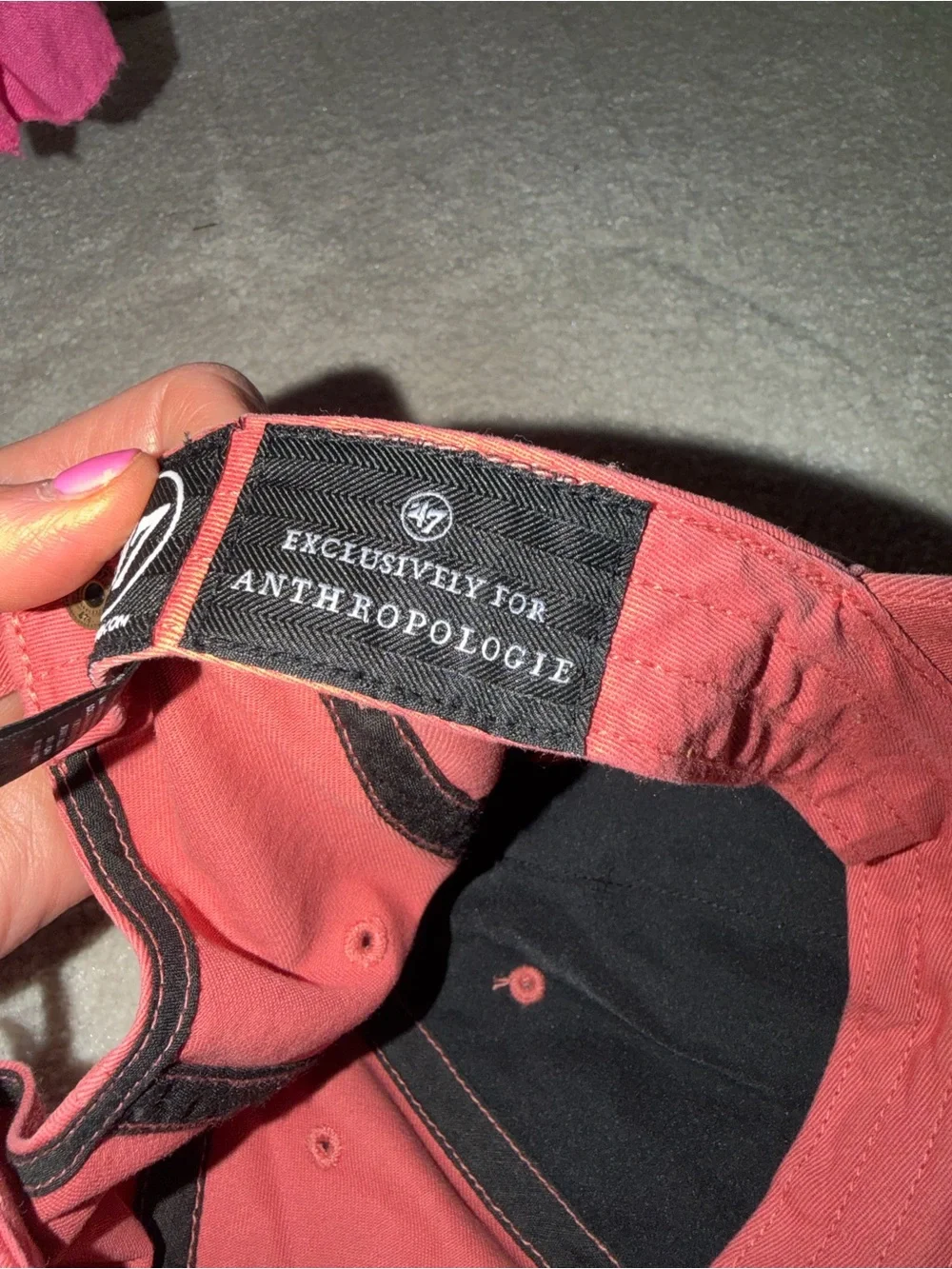 Anthropologie Kids Coral Baseball Cap with Floral 'P' Patch